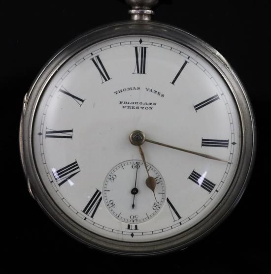 A Victorian silver slow beat keywind pocket watch by Thomas Yates, Preston,